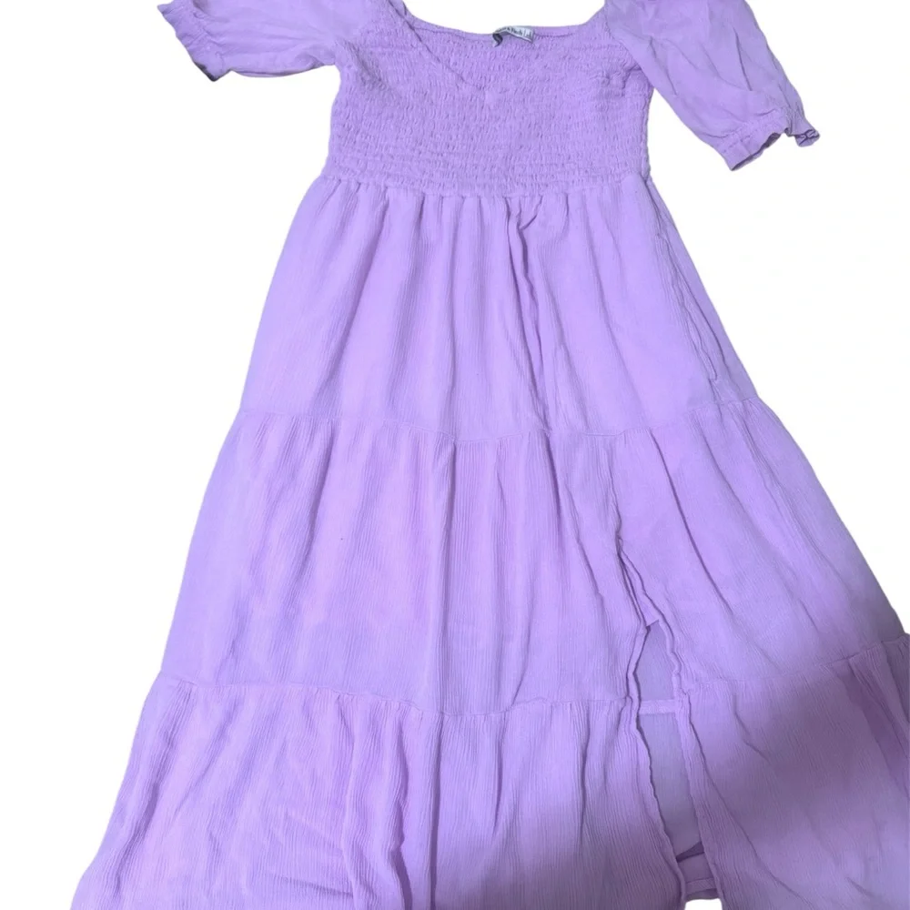 Abercrombie & Fitch Lavender Maxi Dress with Puff Sleeves